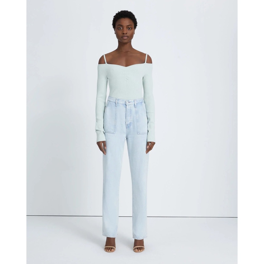 7 For All Mankind Lustre Easy Straight Wide Leg Jeans Size Light Wash